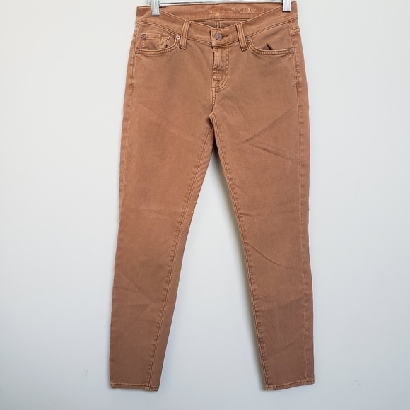 7 FOR ALL MANKIND Goldish Orange Skinny Jeans - Picture 1 of 9